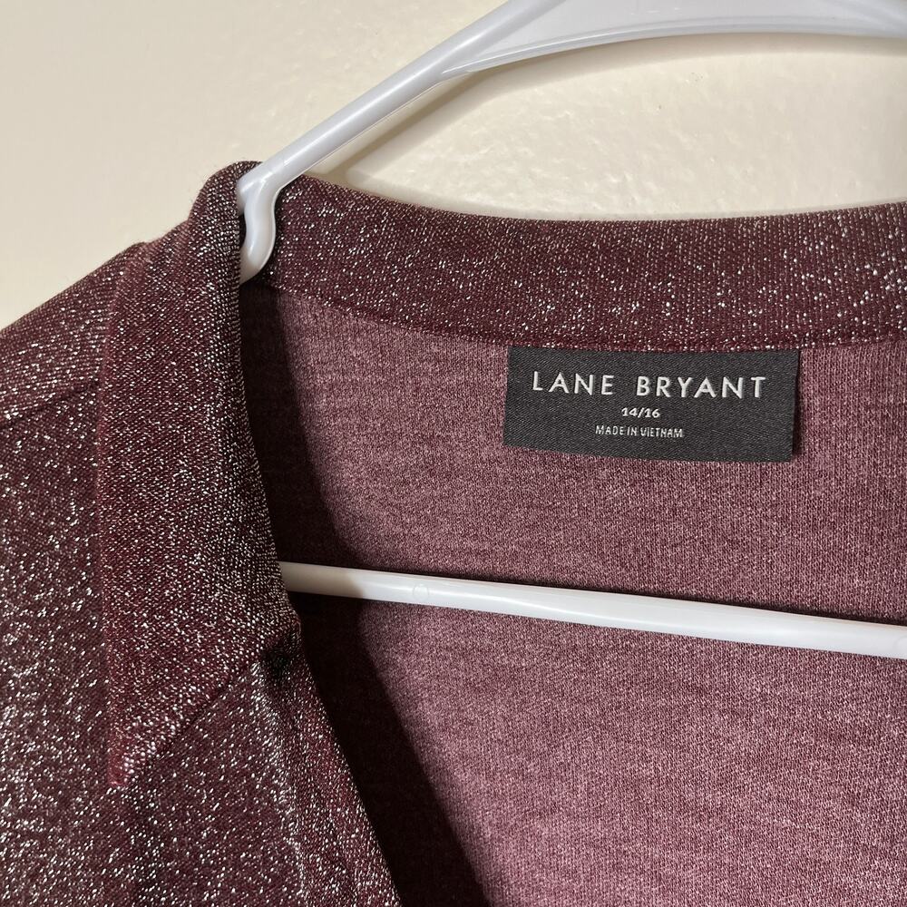 Lane Bryant Faux Wrap Sparkly Midi‎ Dress 14/16 Glam Long Sleeve Purple Glitter - Picture 4 of 6